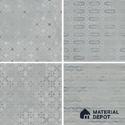 Moroccan Wall & Floor Tile TL 07280 Trend Silver Decor 5019 200 mm x 200 mm Matte Finish Vitrified Tile - 8 mm | 4 Random Design | Suitable For living Room, Bedroom, Kitchen | Please Expect a Slight Variation of Pattern (Sample)