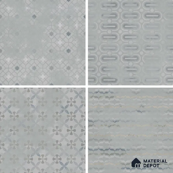 Moroccan Wall & Floor Tile TL 07280 Trend Silver Decor 5019 200 mm x 200 mm Matte Finish Vitrified Tile - 8 mm | 4 Random Design | Suitable For living Room, Bedroom, Kitchen | Please Expect a Slight Variation of Pattern (Sample)