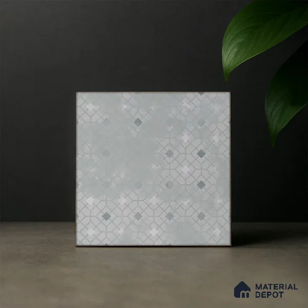 Moroccan Wall & Floor Tile TL 07280 Trend Silver Decor 5019 200 mm x 200 mm Matte Finish Vitrified Tile - 8 mm | 4 Random Design | Suitable For living Room, Bedroom, Kitchen | Please Expect a Slight Variation of Pattern (Sample)