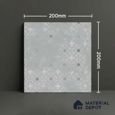 Moroccan Wall & Floor Tile TL 07280 Trend Silver Decor 5019 200 mm x 200 mm Matte Finish Vitrified Tile - 8 mm | 4 Random Design | Suitable For living Room, Bedroom, Kitchen | Please Expect a Slight Variation of Pattern (Sample)
