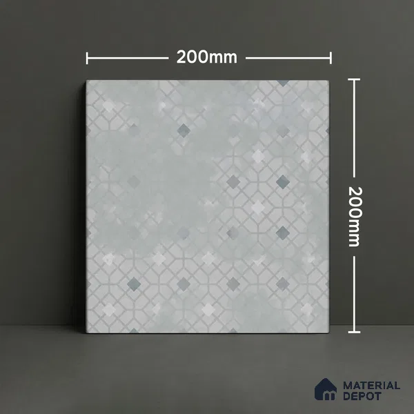 Moroccan Wall & Floor Tile TL 07280 Trend Silver Decor 5019 200 mm x 200 mm Matte Finish Vitrified Tile - 8 mm | 4 Random Design | Suitable For living Room, Bedroom, Kitchen | Please Expect a Slight Variation of Pattern (Sample)