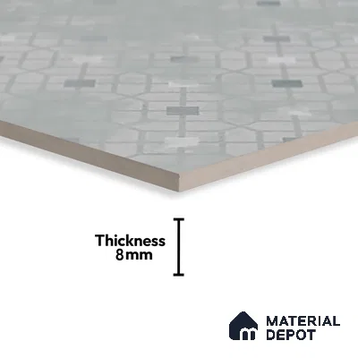Moroccan Wall & Floor Tile TL 07280 Trend Silver Decor 5019 200 mm x 200 mm Matte Finish Vitrified Tile - 8 mm | 4 Random Design | Suitable For living Room, Bedroom, Kitchen | Please Expect a Slight Variation of Pattern (Sample)