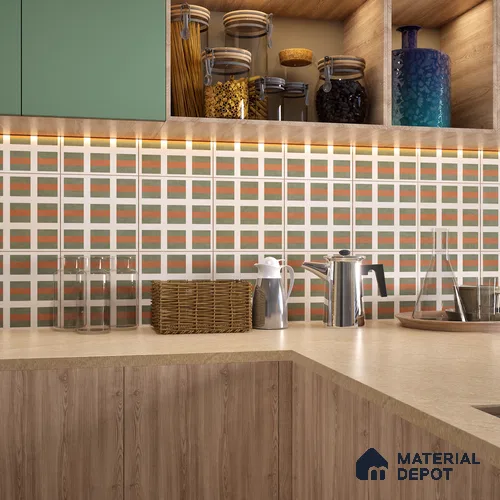 Moroccan Wall & Floor Tile TL 07283 Trend Terra Decor 5021 200 mm x 200 mm Matte Finish Vitrified Tile - 8 mm | 4 Random Design | Suitable For living Room, Bedroom, Kitchen | Please Expect a Slight Variation of Pattern