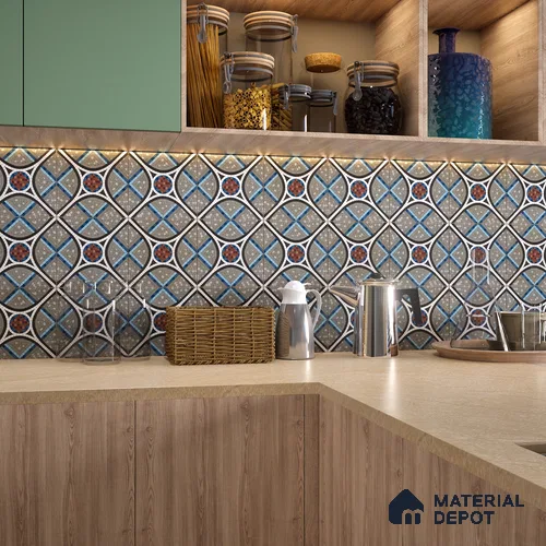 Moroccan Wall & Floor Tile TL 07274 Trend Moon Grey Decor 5012 200 mm x 200 mm Matte Finish Vitrified Tile - 8 mm | 4 Random Design | Suitable For living Room, Bedroom, Kitchen | Please Expect a Slight Variation of Pattern