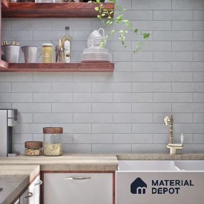 Subway Wall Tile TL 07368 B Trend Silver 300 mm x 75 mm Matte Finish Vitrified Tile - 8.5 mm | 4 Random Design | Suitable For Bathroom, Kitchen Backsplash