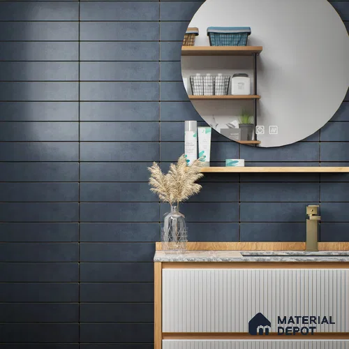 Subway Wall Tile TL 07376 B Trend Concrete 300 mm x 75 mm Matte Finish Vitrified Tile - 8.5 mm | 4 Random Design | Suitable For living Room, Bedroom, Kitchen