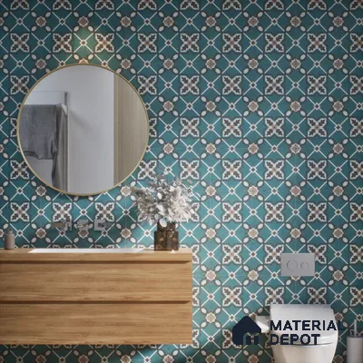 Moroccan Wall & Floor Tile TL 07273 Trend Mint Decor 5011 200 mm x 200 mm Matte Finish Vitrified Tile - 8 mm | 4 Random Design | Suitable For living Room, Bedroom, Kitchen | Please Expect a Slight Variation of Pattern (Sample)