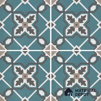 Moroccan Wall & Floor Tile TL 07273 Trend Mint Decor 5011 200 mm x 200 mm Matte Finish Vitrified Tile - 8 mm | 4 Random Design | Suitable For living Room, Bedroom, Kitchen | Please Expect a Slight Variation of Pattern (Sample)