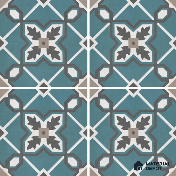 Moroccan Wall & Floor Tile TL 07273 Trend Mint Decor 5011 200 mm x 200 mm Matte Finish Vitrified Tile - 8 mm | 4 Random Design | Suitable For living Room, Bedroom, Kitchen | Please Expect a Slight Variation of Pattern (Sample)