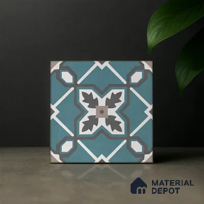 Moroccan Wall & Floor Tile TL 07273 Trend Mint Decor 5011 200 mm x 200 mm Matte Finish Vitrified Tile - 8 mm | 4 Random Design | Suitable For living Room, Bedroom, Kitchen | Please Expect a Slight Variation of Pattern (Sample)