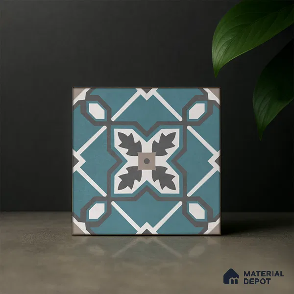 Moroccan Wall & Floor Tile TL 07273 Trend Mint Decor 5011 200 mm x 200 mm Matte Finish Vitrified Tile - 8 mm | 4 Random Design | Suitable For living Room, Bedroom, Kitchen | Please Expect a Slight Variation of Pattern (Sample)