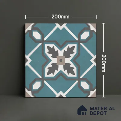 Moroccan Wall & Floor Tile TL 07273 Trend Mint Decor 5011 200 mm x 200 mm Matte Finish Vitrified Tile - 8 mm | 4 Random Design | Suitable For living Room, Bedroom, Kitchen | Please Expect a Slight Variation of Pattern (Sample)