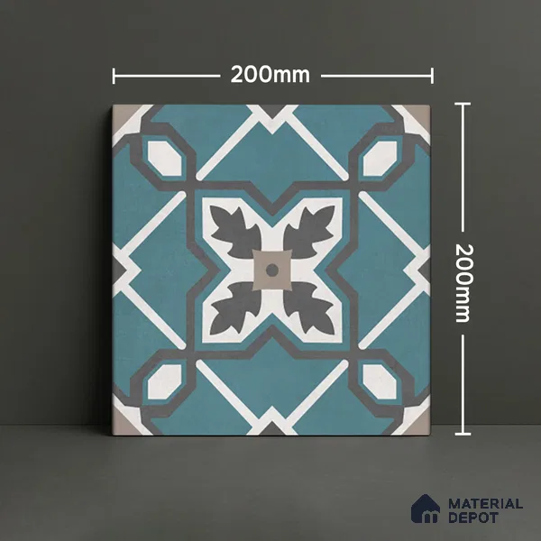 Moroccan Wall & Floor Tile TL 07273 Trend Mint Decor 5011 200 mm x 200 mm Matte Finish Vitrified Tile - 8 mm | 4 Random Design | Suitable For living Room, Bedroom, Kitchen | Please Expect a Slight Variation of Pattern (Sample)