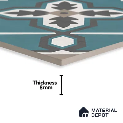 Moroccan Wall & Floor Tile TL 07273 Trend Mint Decor 5011 200 mm x 200 mm Matte Finish Vitrified Tile - 8 mm | 4 Random Design | Suitable For living Room, Bedroom, Kitchen | Please Expect a Slight Variation of Pattern (Sample)