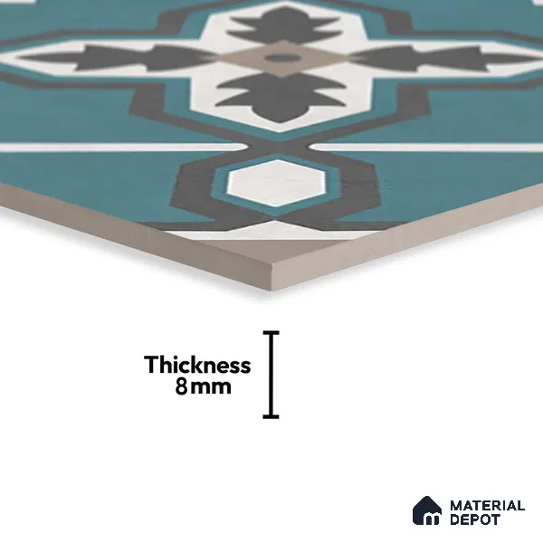 Moroccan Wall & Floor Tile TL 07273 Trend Mint Decor 5011 200 mm x 200 mm Matte Finish Vitrified Tile - 8 mm | 4 Random Design | Suitable For living Room, Bedroom, Kitchen | Please Expect a Slight Variation of Pattern (Sample)