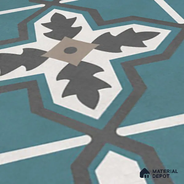 Moroccan Wall & Floor Tile TL 07273 Trend Mint Decor 5011 200 mm x 200 mm Matte Finish Vitrified Tile - 8 mm | 4 Random Design | Suitable For living Room, Bedroom, Kitchen | Please Expect a Slight Variation of Pattern (Sample)