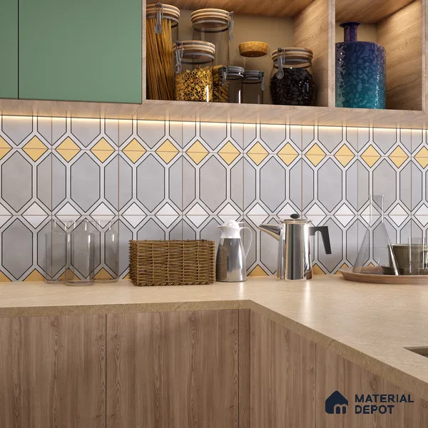 Moroccan Wall & Floor Tile TL 07281 Trend Silver Decor 6004 200 mm x 200 mm Matte Finish Vitrified Tile - 8 mm | 4 Random Design | Suitable For living Room, Bedroom, Kitchen | Please Expect a Slight Variation of Pattern