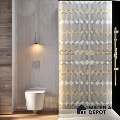 Moroccan Wall & Floor Tile TL 07281 Trend Silver Decor 6004 200 mm x 200 mm Matte Finish Vitrified Tile - 8 mm | 4 Random Design | Suitable For living Room, Bedroom, Kitchen | Please Expect a Slight Variation of Pattern