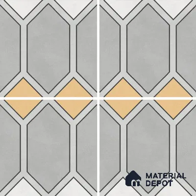 Moroccan Wall & Floor Tile TL 07281 Trend Silver Decor 6004 200 mm x 200 mm Matte Finish Vitrified Tile - 8 mm | 4 Random Design | Suitable For living Room, Bedroom, Kitchen | Please Expect a Slight Variation of Pattern