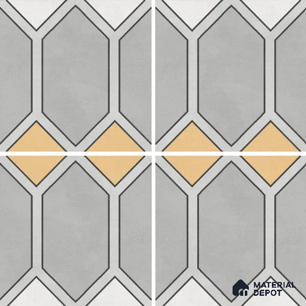 Moroccan Wall & Floor Tile TL 07281 Trend Silver Decor 6004 200 mm x 200 mm Matte Finish Vitrified Tile - 8 mm | 4 Random Design | Suitable For living Room, Bedroom, Kitchen | Please Expect a Slight Variation of Pattern