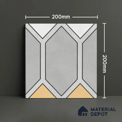 Moroccan Wall & Floor Tile TL 07281 Trend Silver Decor 6004 200 mm x 200 mm Matte Finish Vitrified Tile - 8 mm | 4 Random Design | Suitable For living Room, Bedroom, Kitchen | Please Expect a Slight Variation of Pattern