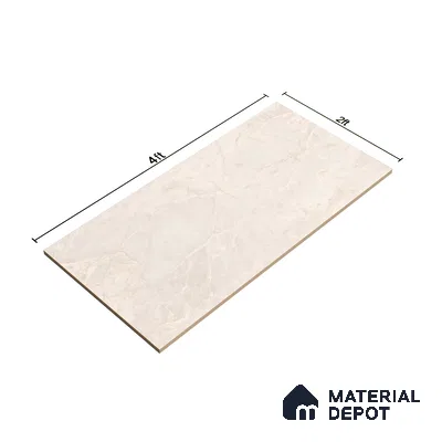 Marble Wall & Floor Tile TL 07387 Amphora Crema 4 ft x 2 ft Glossy Finish Vitrified Tile - 9 mm | 4 Random Design | Suitable For living Room, Bedroom, Kitchen (Sample)
