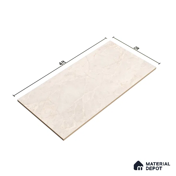 Marble Wall & Floor Tile TL 07387 Amphora Crema 4 ft x 2 ft Glossy Finish Vitrified Tile - 9 mm | 4 Random Design | Suitable For living Room, Bedroom, Kitchen (Sample)