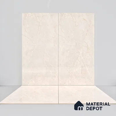 Marble Wall & Floor Tile TL 07387 Amphora Crema 4 ft x 2 ft Glossy Finish Vitrified Tile - 9 mm | 4 Random Design | Suitable For living Room, Bedroom, Kitchen (Sample)