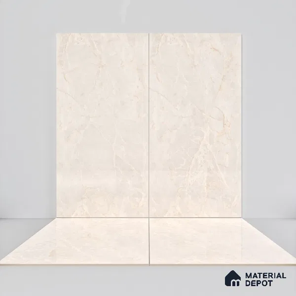 Marble Wall & Floor Tile TL 07387 Amphora Crema 4 ft x 2 ft Glossy Finish Vitrified Tile - 9 mm | 4 Random Design | Suitable For living Room, Bedroom, Kitchen (Sample)