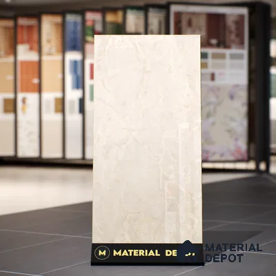 Marble Wall & Floor Tile TL 07387 Amphora Crema 4 ft x 2 ft Glossy Finish Vitrified Tile - 9 mm | 4 Random Design | Suitable For living Room, Bedroom, Kitchen (Sample)