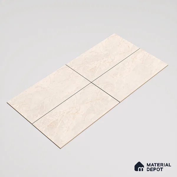 Marble Wall & Floor Tile TL 07387 Amphora Crema 4 ft x 2 ft Glossy Finish Vitrified Tile - 9 mm | 4 Random Design | Suitable For living Room, Bedroom, Kitchen (Sample)