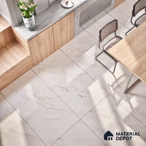 Marble Wall & Floor Tile TL 07390 Argenta Posh Pearl 4 ft x 2 ft Matte Finish Vitrified Tile - 9 mm | Suitable For living Room, Bedroom, Kitchen