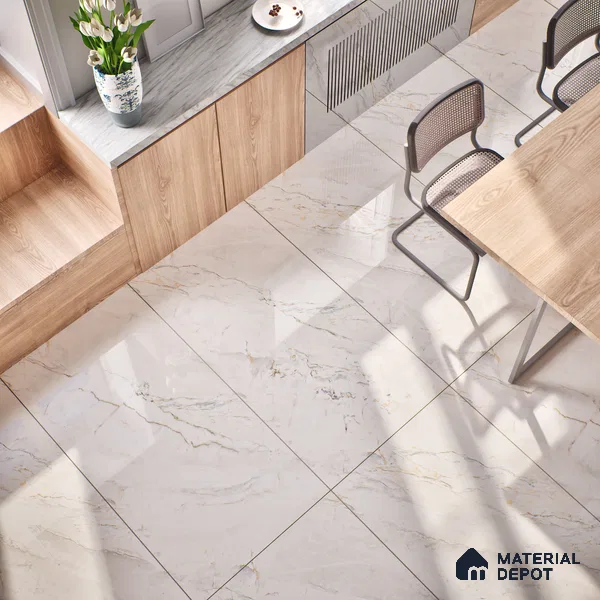 Marble Wall & Floor Tile TL 07390 Argenta Posh Pearl 4 ft x 2 ft Matte Finish Vitrified Tile - 9 mm | Suitable For living Room, Bedroom, Kitchen