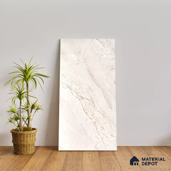 Marble Wall & Floor Tile TL 07390 Argenta Posh Pearl 4 ft x 2 ft Matte Finish Vitrified Tile - 9 mm | Suitable For living Room, Bedroom, Kitchen