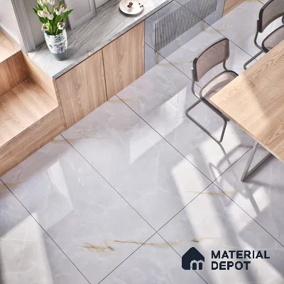 Marble Wall & Floor Tile TL 07389 Thunder Onyx Grey 4 ft x 2 ft Glossy Finish Vitrified Tile - 9 mm | 4 Random Design | Suitable For living Room, Bedroom, Kitchen