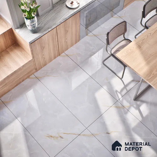 Marble Wall & Floor Tile TL 07389 Thunder Onyx Grey 4 ft x 2 ft Glossy Finish Vitrified Tile - 9 mm | 4 Random Design | Suitable For living Room, Bedroom, Kitchen