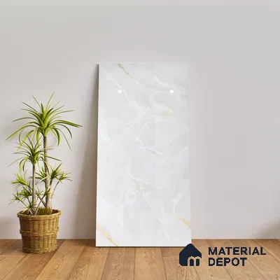 Marble Wall & Floor Tile TL 07389 Thunder Onyx Grey 4 ft x 2 ft Glossy Finish Vitrified Tile - 9 mm | 4 Random Design | Suitable For living Room, Bedroom, Kitchen
