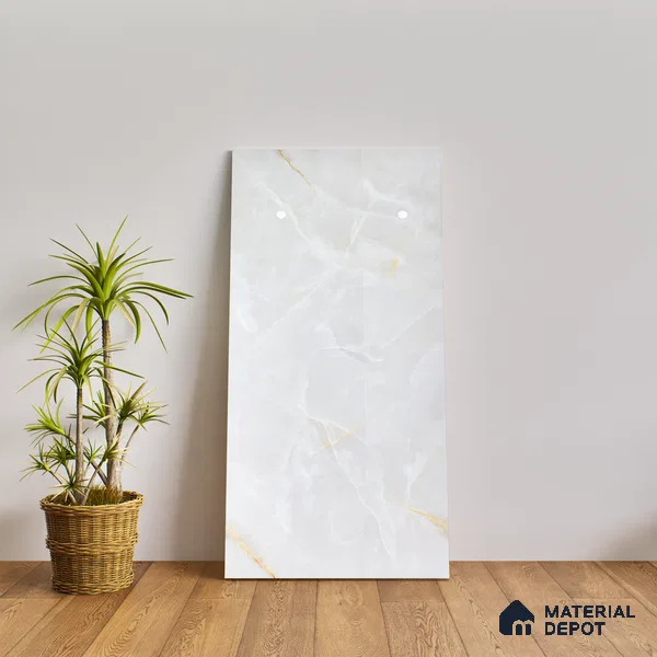 Marble Wall & Floor Tile TL 07389 Thunder Onyx Grey 4 ft x 2 ft Glossy Finish Vitrified Tile - 9 mm | 4 Random Design | Suitable For living Room, Bedroom, Kitchen