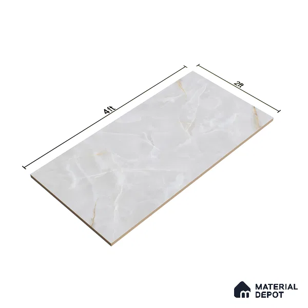 Marble Wall & Floor Tile TL 07389 Thunder Onyx Grey 4 ft x 2 ft Glossy Finish Vitrified Tile - 9 mm | 4 Random Design | Suitable For living Room, Bedroom, Kitchen