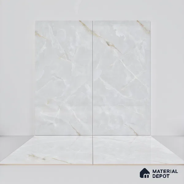 Marble Wall & Floor Tile TL 07389 Thunder Onyx Grey 4 ft x 2 ft Glossy Finish Vitrified Tile - 9 mm | 4 Random Design | Suitable For living Room, Bedroom, Kitchen