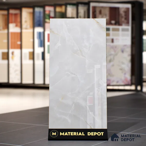 Marble Wall & Floor Tile TL 07389 Thunder Onyx Grey 4 ft x 2 ft Glossy Finish Vitrified Tile - 9 mm | 4 Random Design | Suitable For living Room, Bedroom, Kitchen