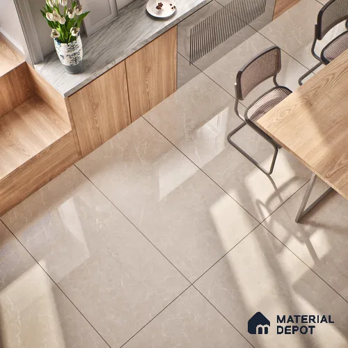 Marble Wall & Floor & Floor Tile TL 07384 Admire Crema 4 ft x 2 ft Glossy Finish Vitrified Tile - 9 mm | 4 Random Design | Suitable For living Room, Bedroom, Kitchen