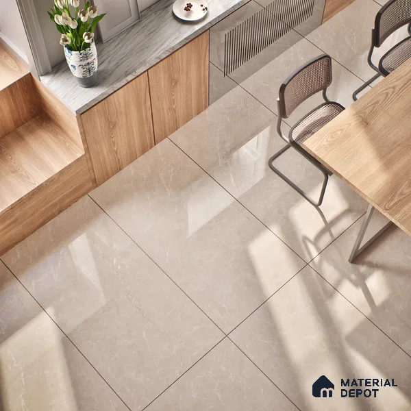 Marble Wall & Floor & Floor Tile TL 07384 Admire Crema 4 ft x 2 ft Glossy Finish Vitrified Tile - 9 mm | 4 Random Design | Suitable For living Room, Bedroom, Kitchen