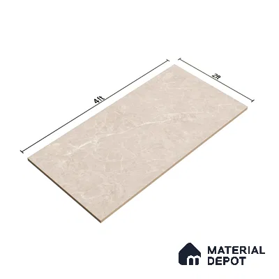 Marble Wall & Floor & Floor Tile TL 07384 Admire Crema 4 ft x 2 ft Glossy Finish Vitrified Tile - 9 mm | 4 Random Design | Suitable For living Room, Bedroom, Kitchen