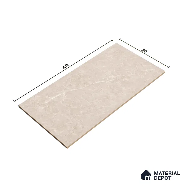 Marble Wall & Floor & Floor Tile TL 07384 Admire Crema 4 ft x 2 ft Glossy Finish Vitrified Tile - 9 mm | 4 Random Design | Suitable For living Room, Bedroom, Kitchen