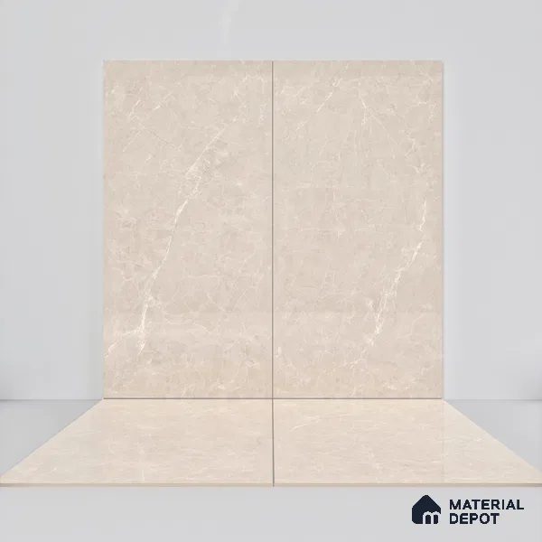 Marble Wall & Floor & Floor Tile TL 07384 Admire Crema 4 ft x 2 ft Glossy Finish Vitrified Tile - 9 mm | 4 Random Design | Suitable For living Room, Bedroom, Kitchen