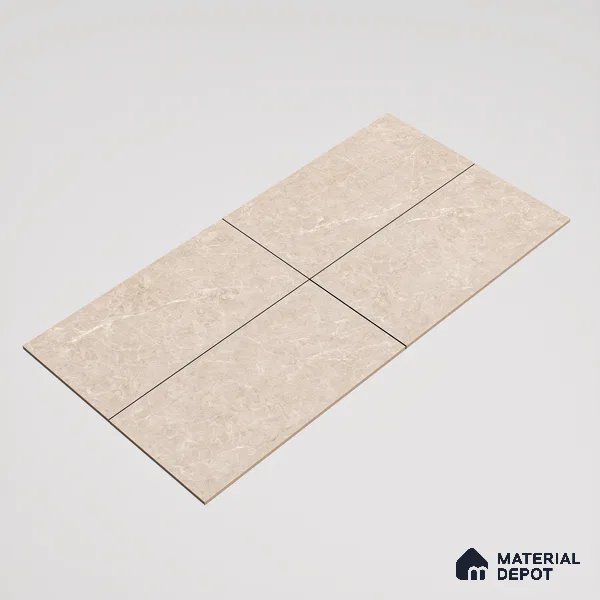Marble Wall & Floor & Floor Tile TL 07384 Admire Crema 4 ft x 2 ft Glossy Finish Vitrified Tile - 9 mm | 4 Random Design | Suitable For living Room, Bedroom, Kitchen
