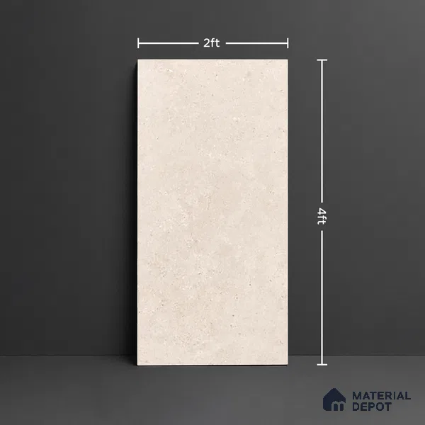 Stone Floor & Wall Tile TL 10262 C Solaro Crema 4 ft x 2 ft Matte Finish Vitrified - 9 mm | 4 Random Design | Suitable For Living Room, Bathroom, Foyer, Courtyard & Dining