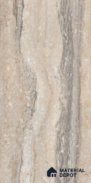 Carving Wall & Floor Tile TL 07401 Travertino Romano 4 ft x 2 ft Matte Finish Vitrified Tile - 9 mm | Suitable For Living Room, Bedroom, Kitchen