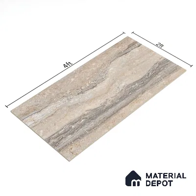 Carving Wall & Floor Tile TL 07401 Travertino Romano 4 ft x 2 ft Matte Finish Vitrified Tile - 9 mm | Suitable For Living Room, Bedroom, Kitchen